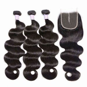 3 Bundles Brazilian Full Body Wave + 4x4 Closure